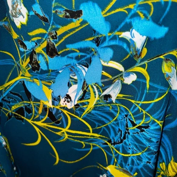 Worthington Blue and Yellow Floral Wrap Top - Picture 10 of 10